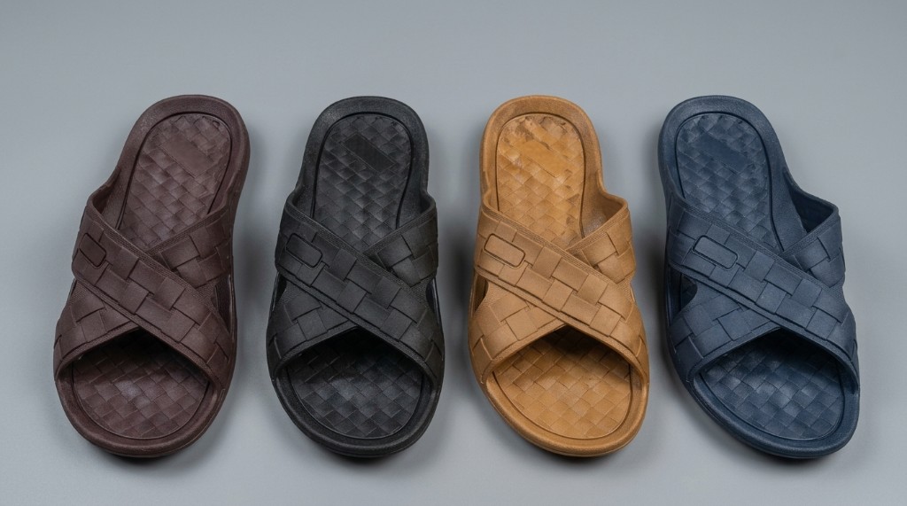 Men’s Woven Texture Cross-Strap Slippers 5