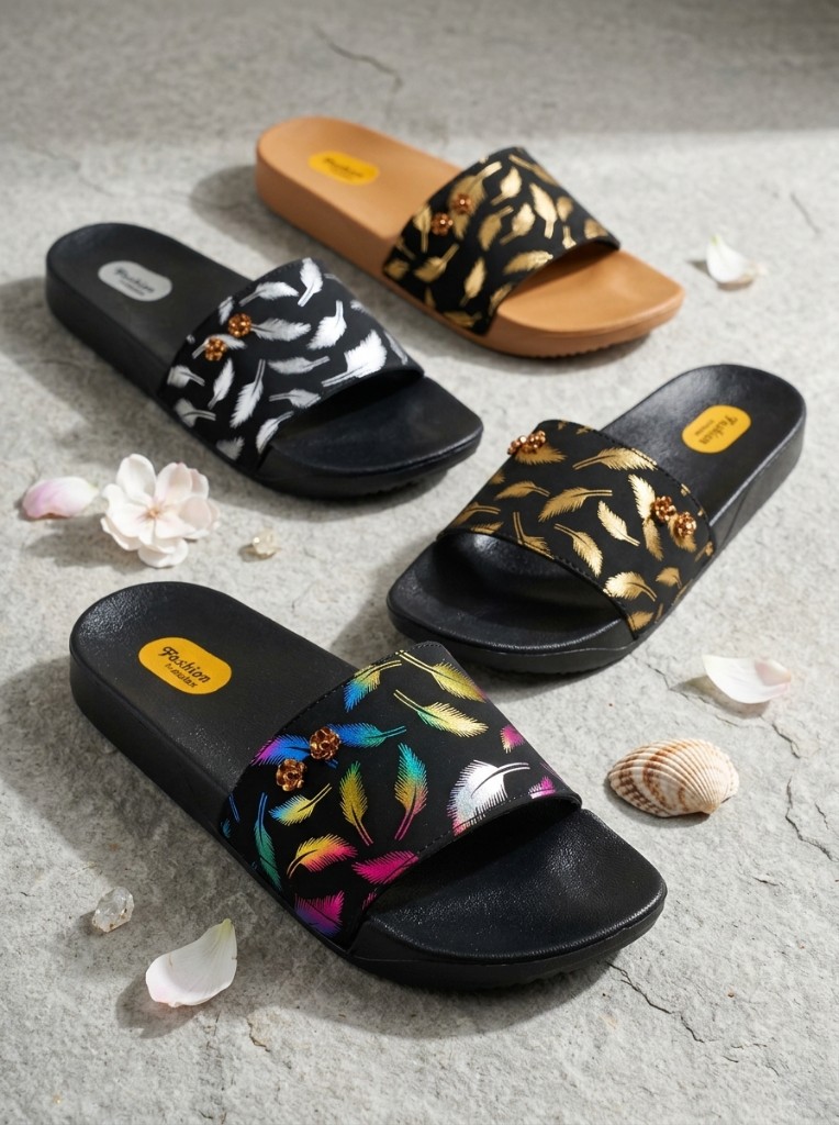 Women’s Fashion Feather Plume Slides 3