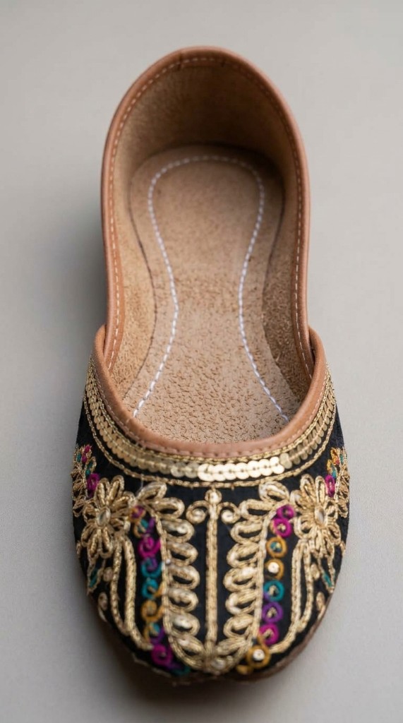 Women’s Black Embroidered Khussa — buy in Pakistan