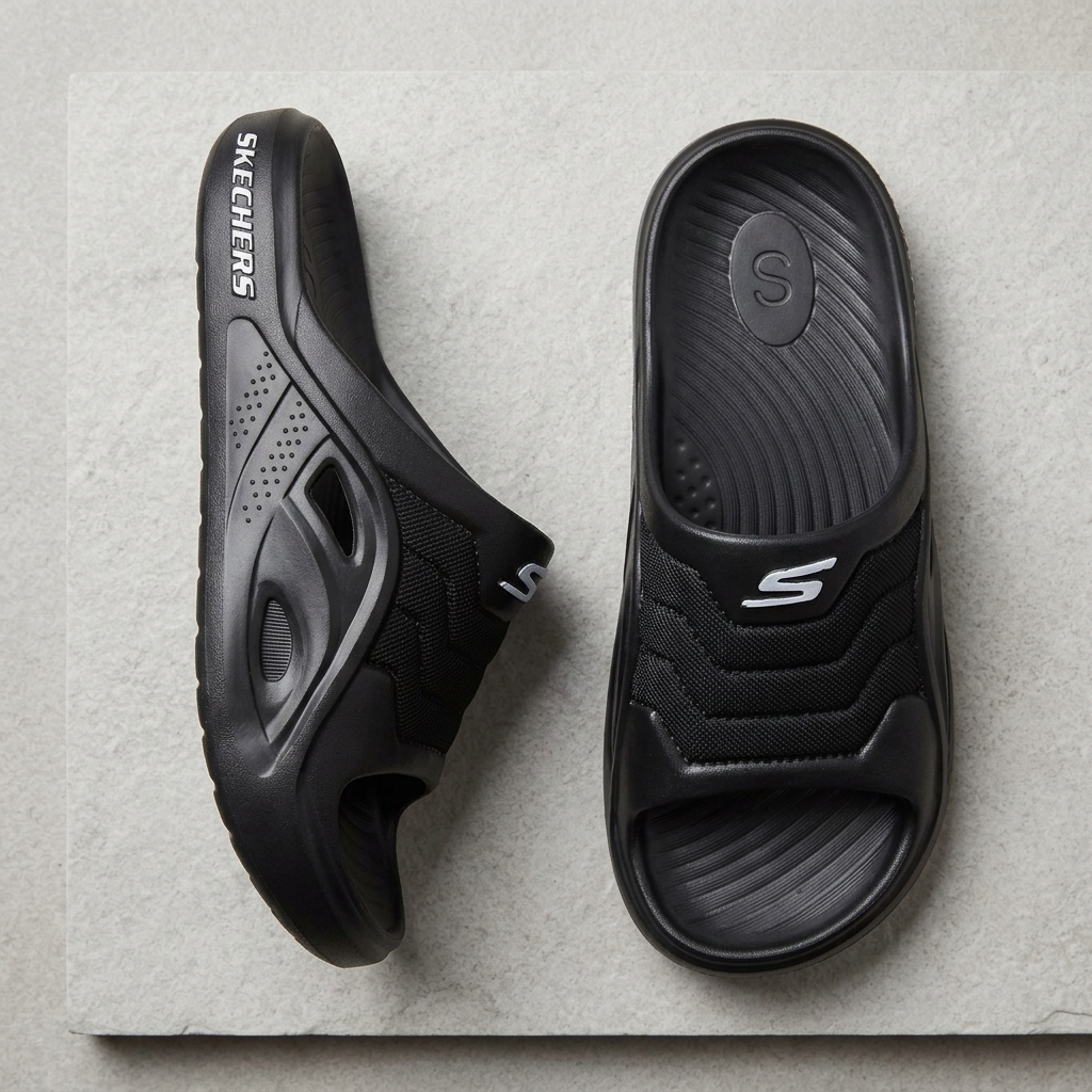 Skechers Men’s Black Comfort Slides 3