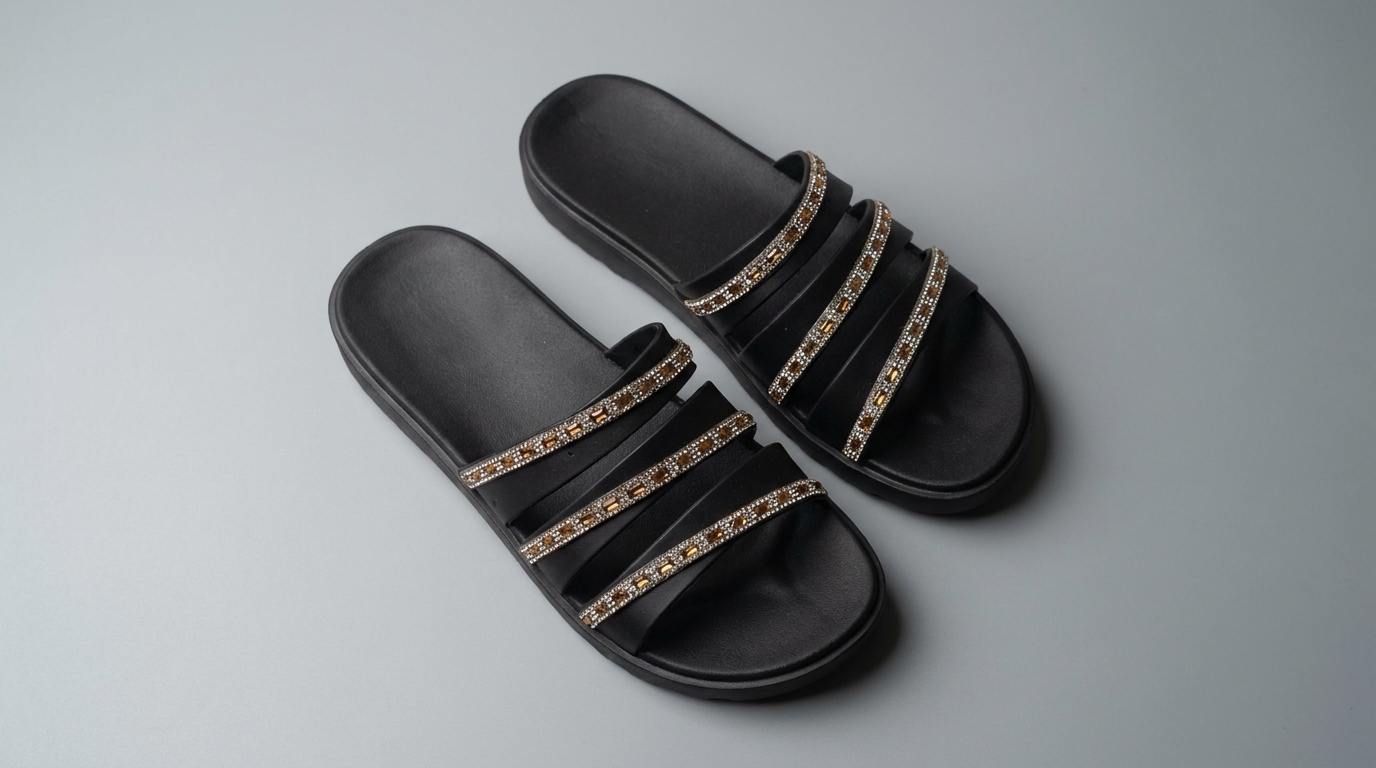 Women’s Sparkle Triple-Strap Slides 2