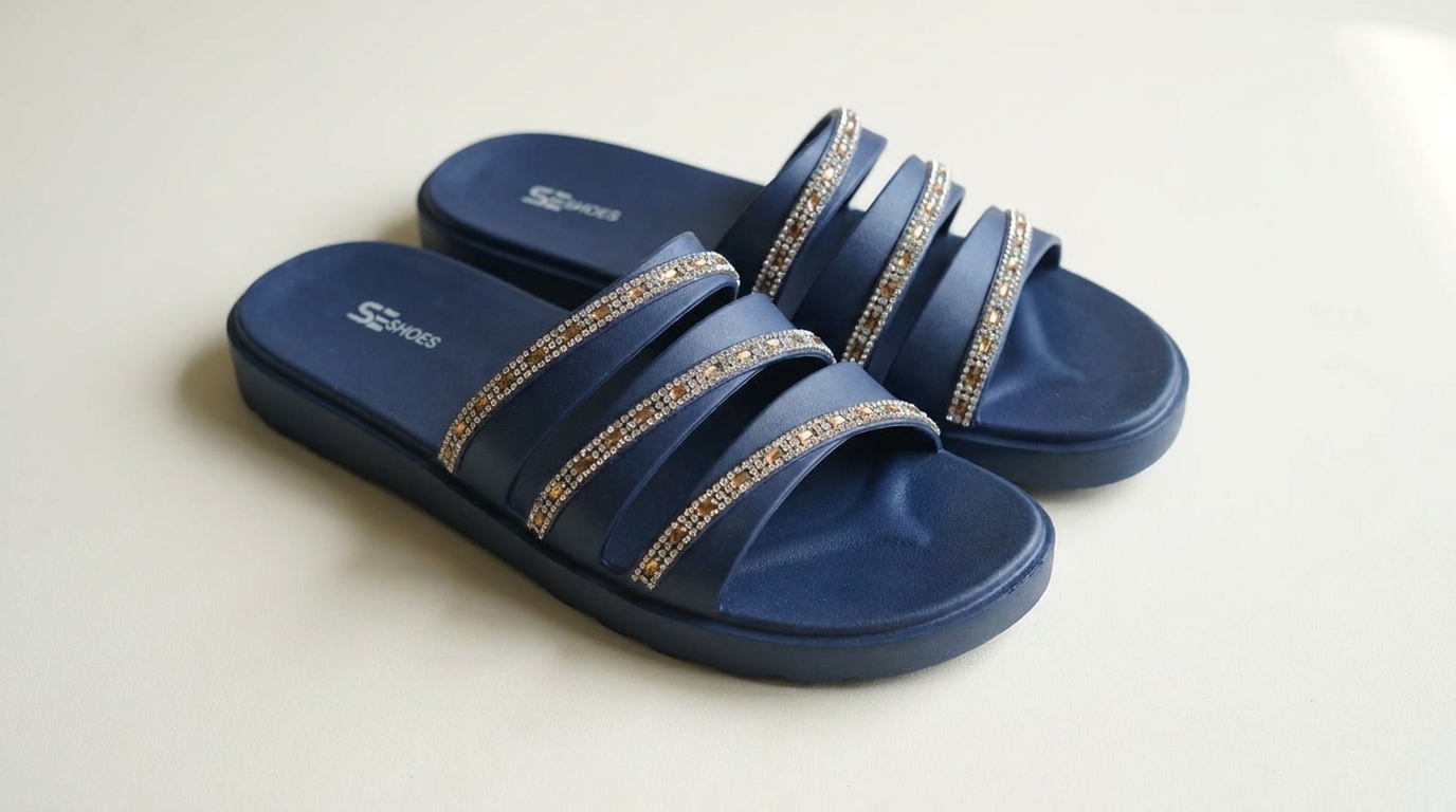 Women’s Sparkle Triple-Strap Slides 5