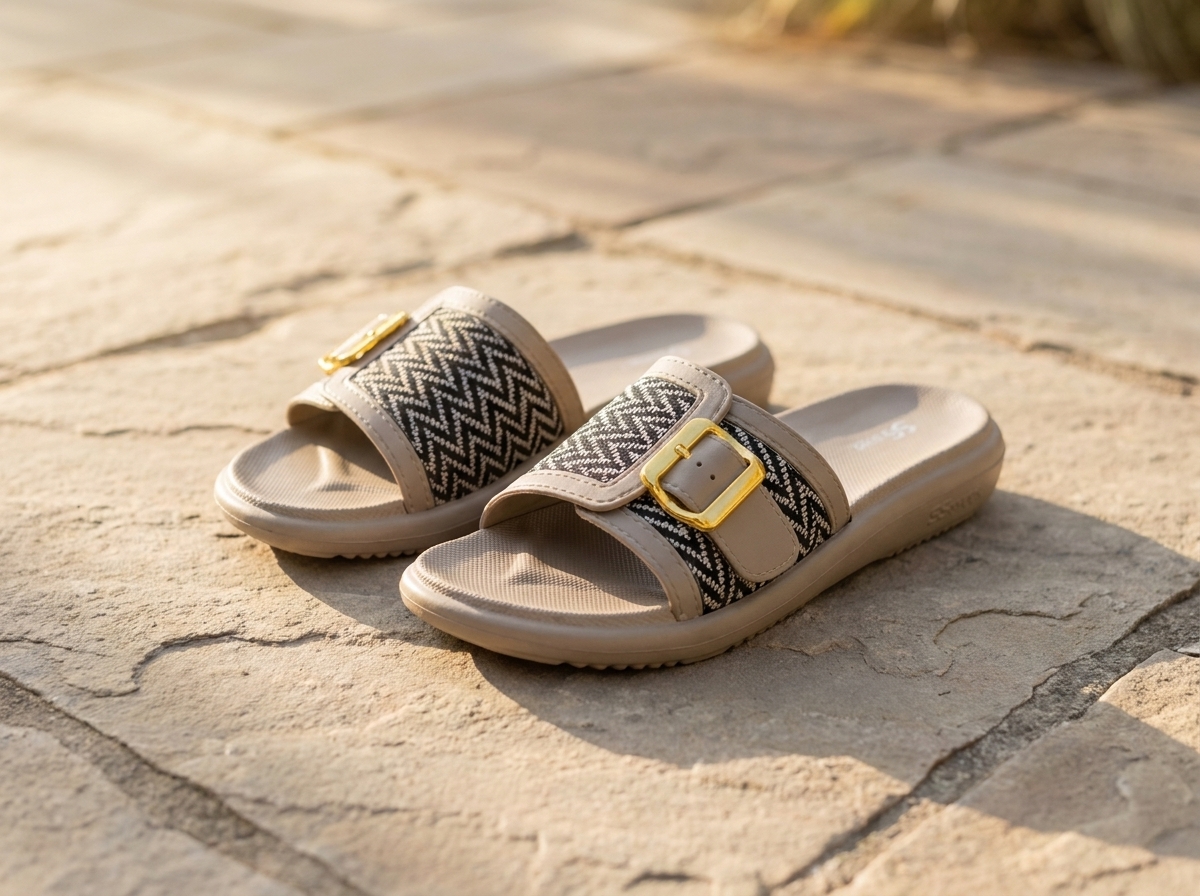 Women’s Woven Buckle Comfort Slides — buy in Pakistan