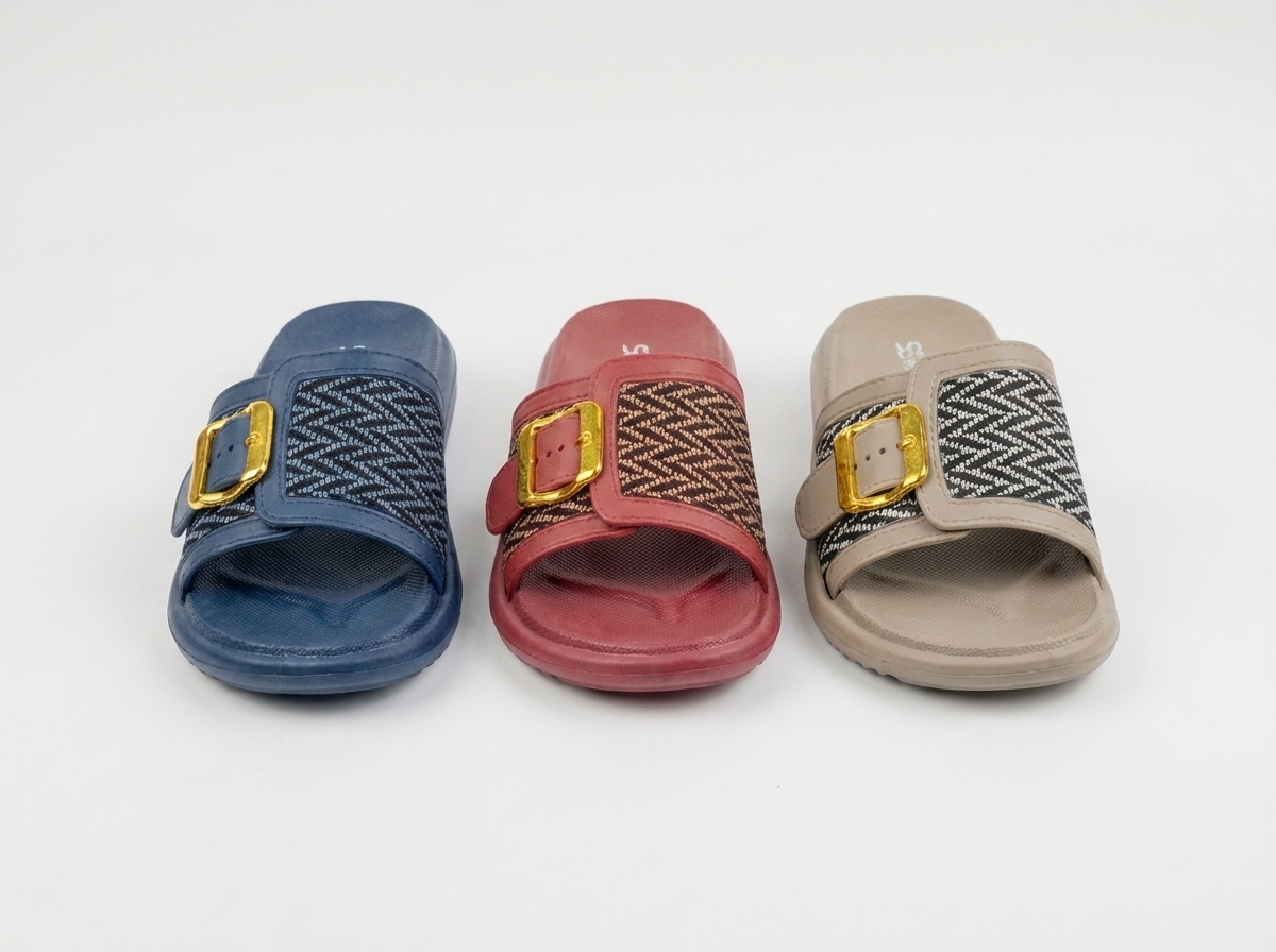 Women’s Woven Buckle Comfort Slides 3